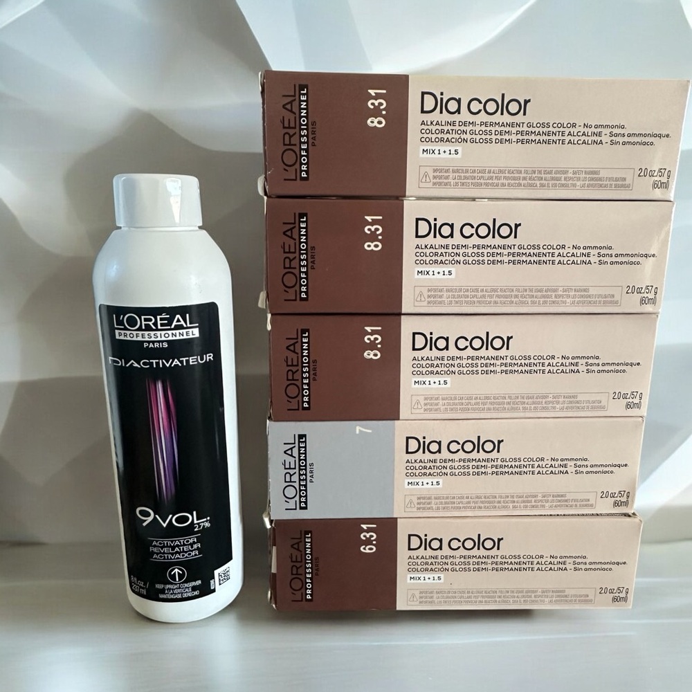 💇🏻‍♀️🆕💇🏻‍♀️ L'Oreal Dia Color Hair Kit with 5 Colors & Processing Solution